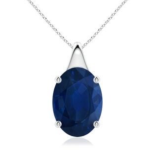 14x10mm AA Oval Blue Sapphire Solitaire Pendant in P950 Platinum