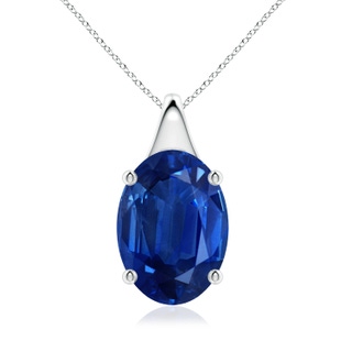 14x10mm AAA Oval Blue Sapphire Solitaire Pendant in P950 Platinum