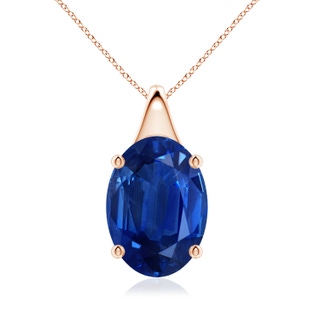 14x10mm AAA Oval Blue Sapphire Solitaire Pendant in Rose Gold