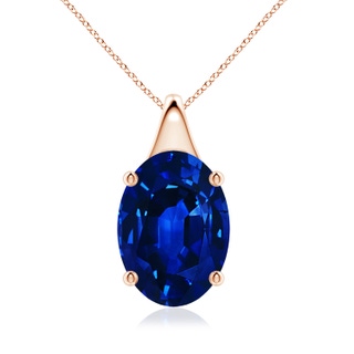 14x10mm AAAA Oval Blue Sapphire Solitaire Pendant in Rose Gold