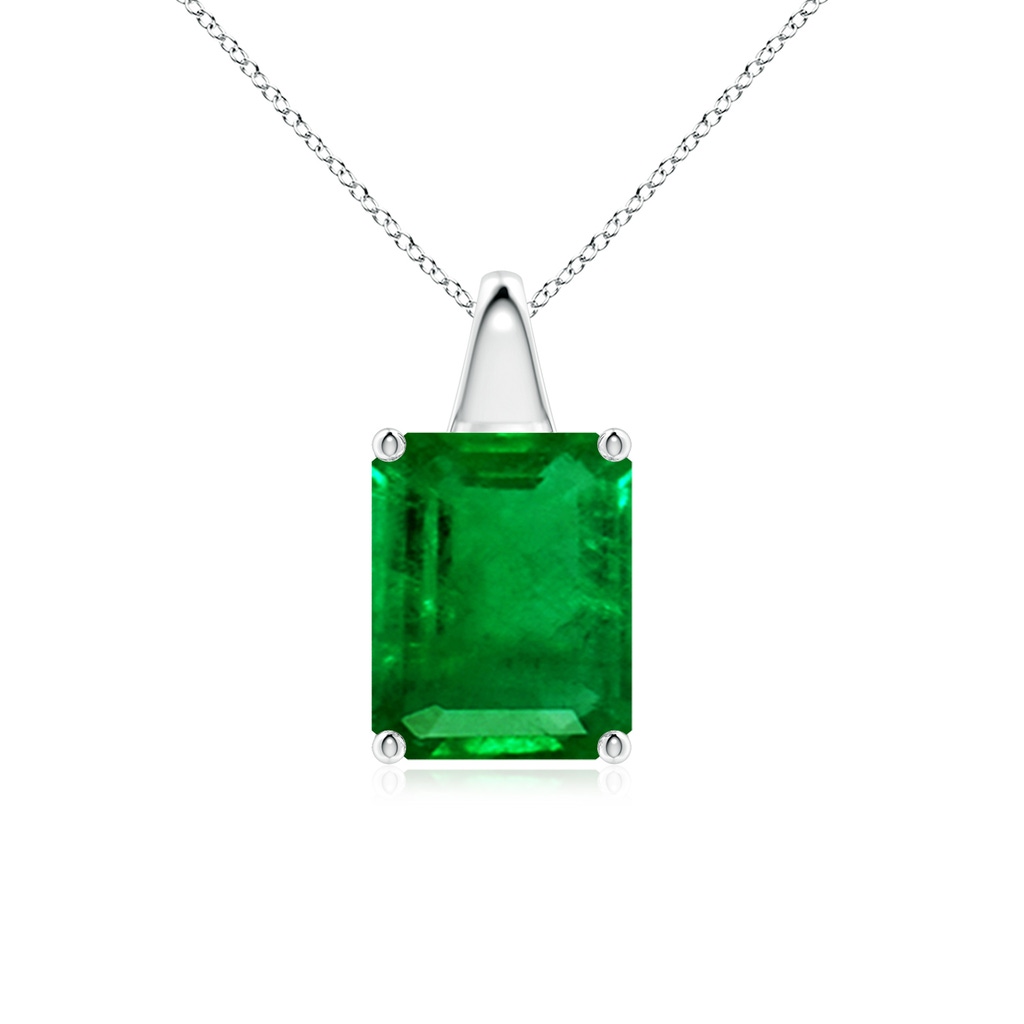 10x8mm AAAA Emerald-Cut Emerald Solitaire Pendant in P950 Platinum 