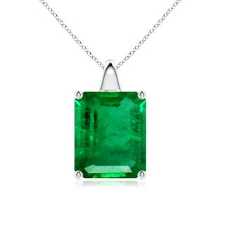 12x10mm AAA Emerald-Cut Emerald Solitaire Pendant in P950 Platinum