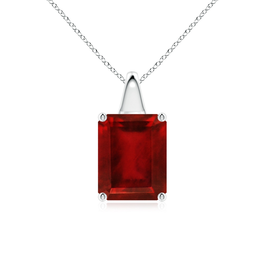 10x8mm AAAA Emerald-Cut Ruby Solitaire Pendant in P950 Platinum