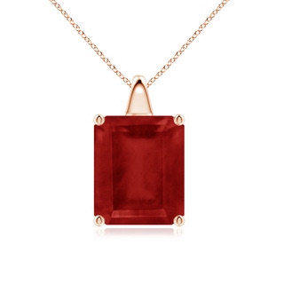 12x10mm AA Emerald-Cut Ruby Solitaire Pendant in Rose Gold