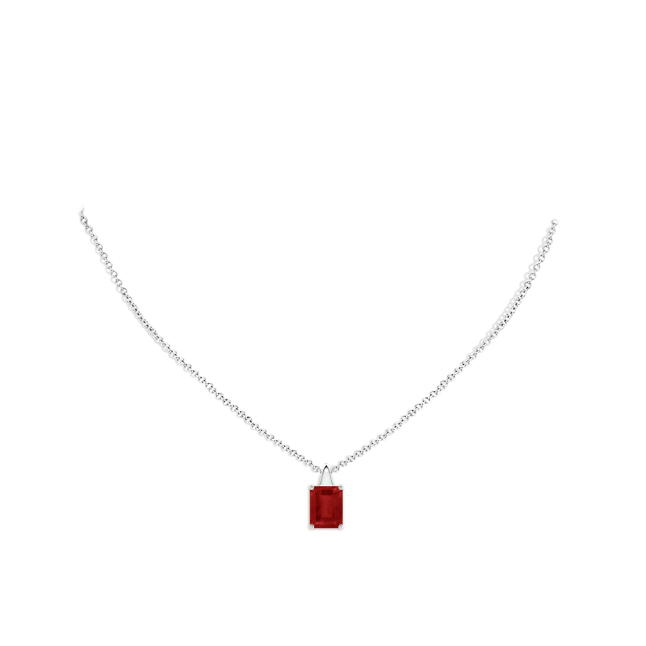 9x7mm AA Emerald-Cut Ruby Solitaire Pendant in White Gold pen