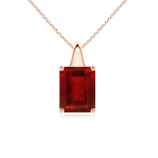 9x7mm AAAA Emerald-Cut Ruby Solitaire Pendant in Rose Gold