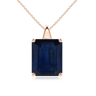 12x10mm AA Emerald-Cut Blue Sapphire Solitaire Pendant in Rose Gold