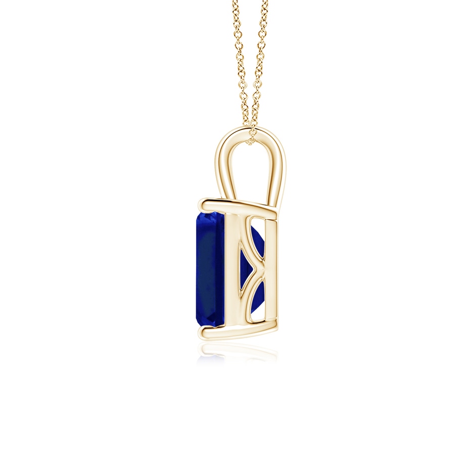 9x7mm Lab-Grown Emerald-Cut Blue Sapphire Solitaire Pendant in Yellow Gold side 199