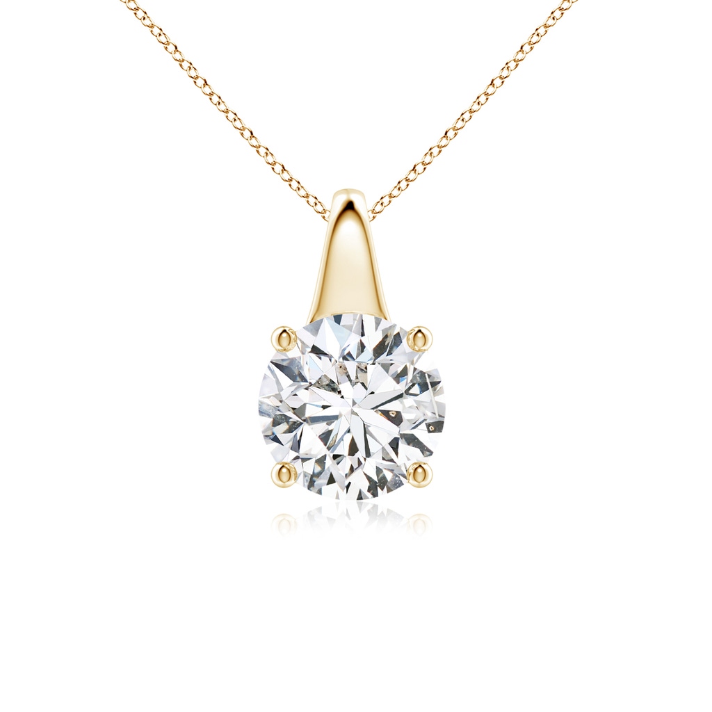 7.4mm HSI2 Round Diamond Solitaire Pendant in Yellow Gold