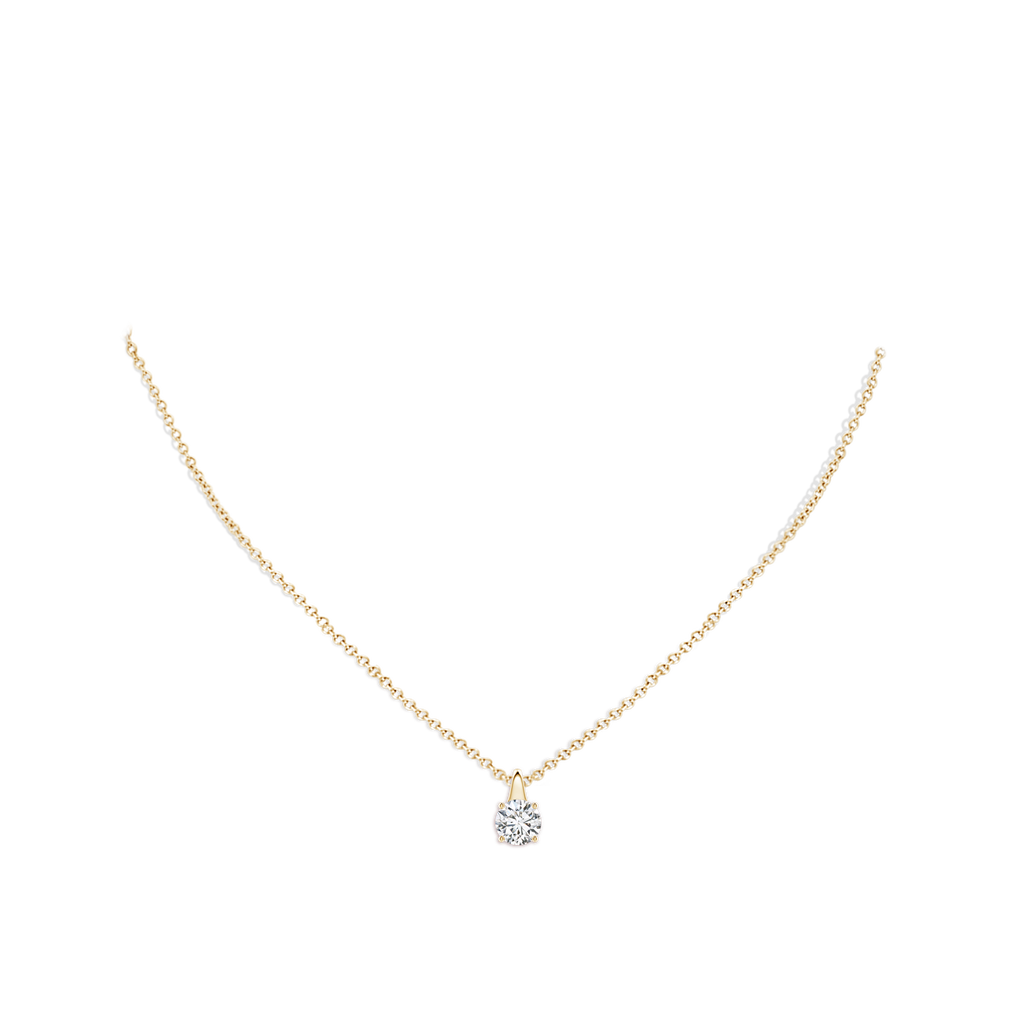 7.4mm HSI2 Round Diamond Solitaire Pendant in Yellow Gold pen