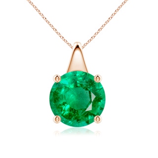 10mm AAA Round Emerald Solitaire Pendant in Rose Gold