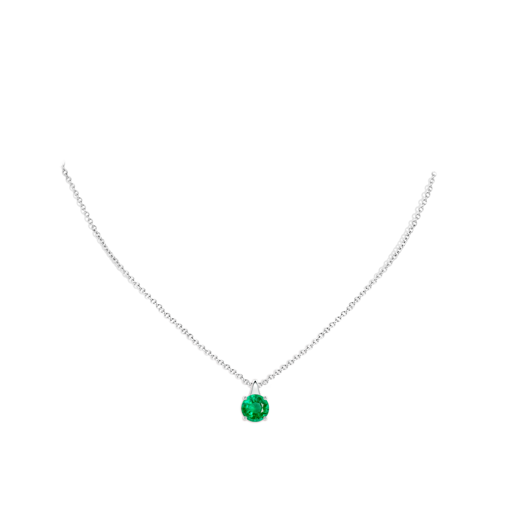 9mm AAA Round Emerald Solitaire Pendant in White Gold pen
