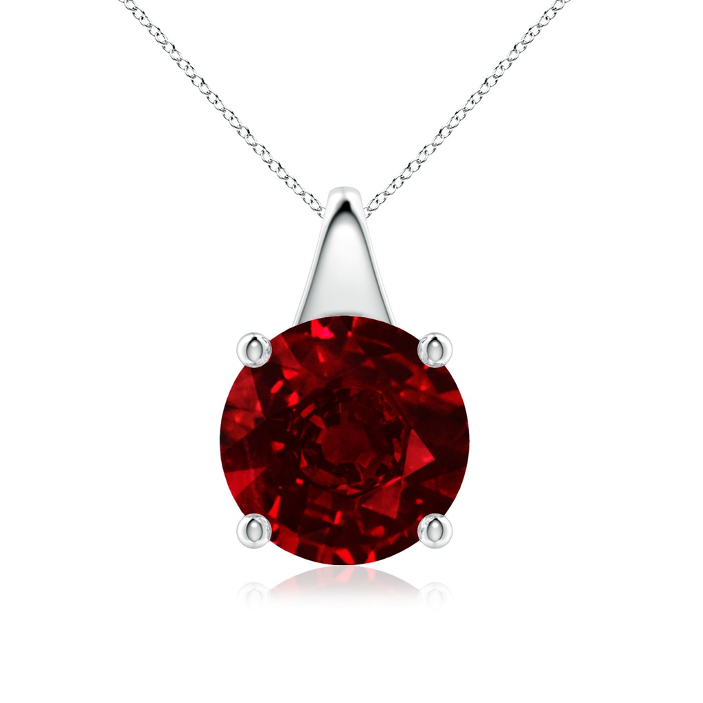 10mm AAAA Round Ruby Solitaire Pendant in P950 Platinum