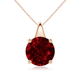 10mm AAAA Round Ruby Solitaire Pendant in Rose Gold