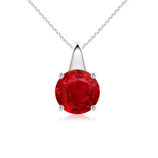 8mm AAA Round Ruby Solitaire Pendant in P950 Platinum