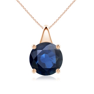 10mm AA Round Blue Sapphire Solitaire Pendant in Rose Gold