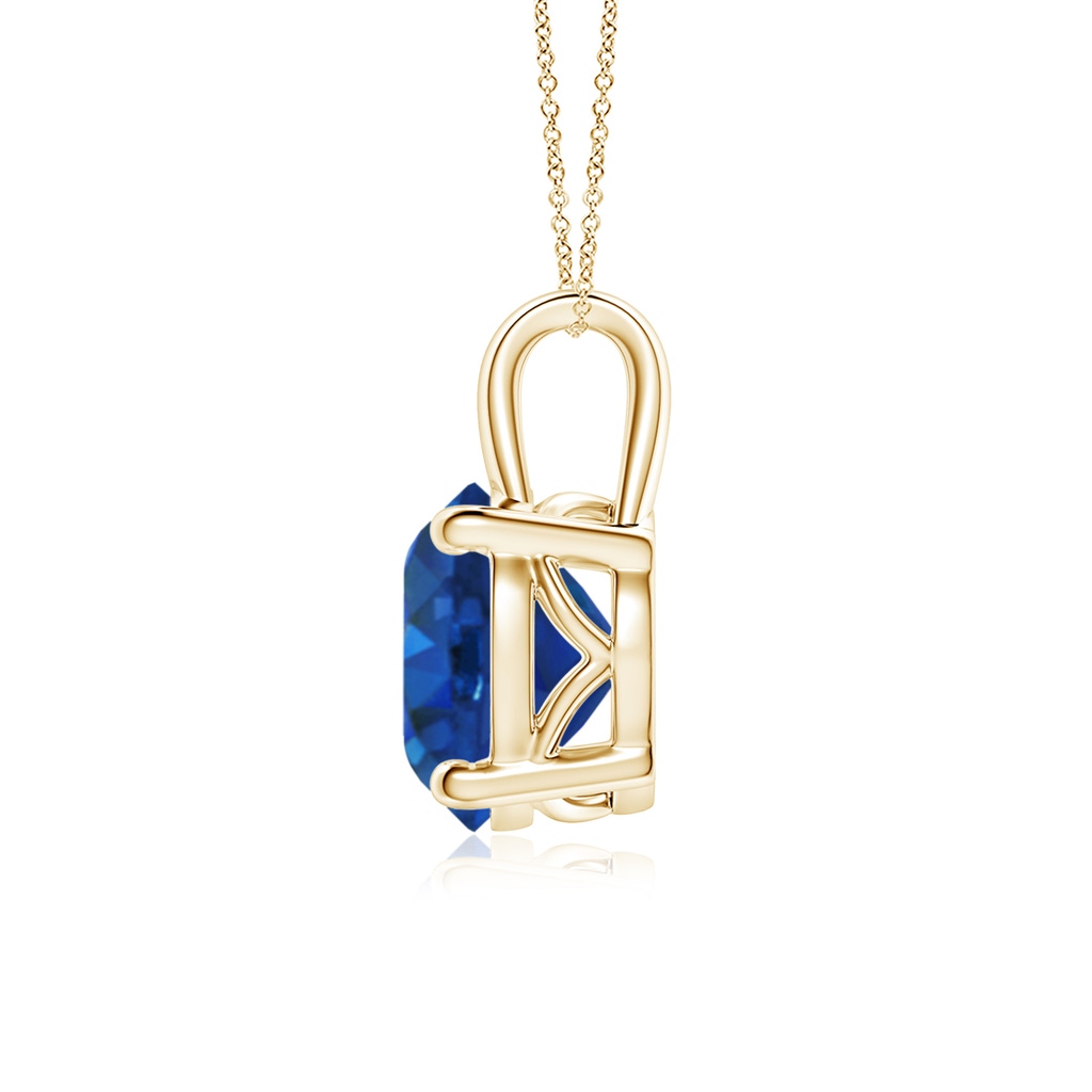 9mm AAA Round Blue Sapphire Solitaire Pendant in Yellow Gold Side 199