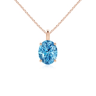 8.5x6.5mm AAAA Solitaire Oval Fancy Intense Blue Diamond Classic Pendant in Rose Gold