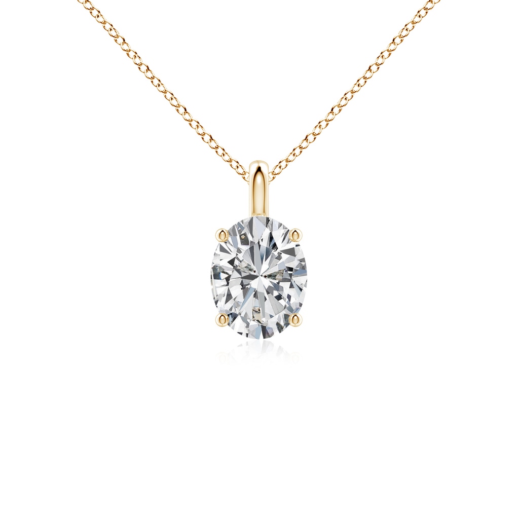 7.7x5.7mm HSI2 Solitaire Oval Diamond Classic Pendant in Yellow Gold