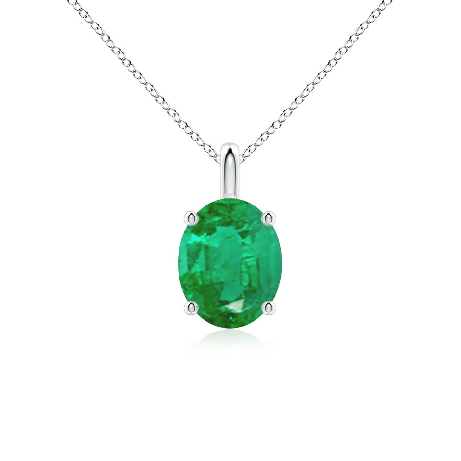 10x8mm AA Solitaire Oval Emerald Classic Pendant in P950 Platinum 