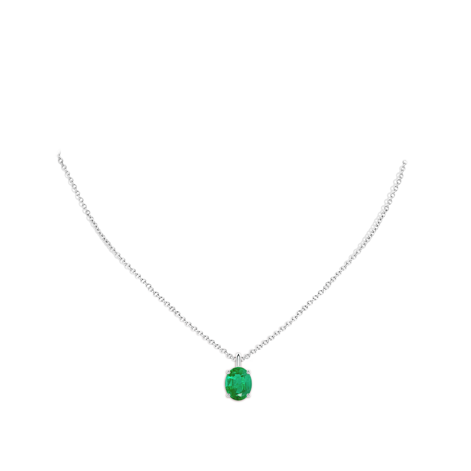 10x8mm AA Solitaire Oval Emerald Classic Pendant in P950 Platinum pen