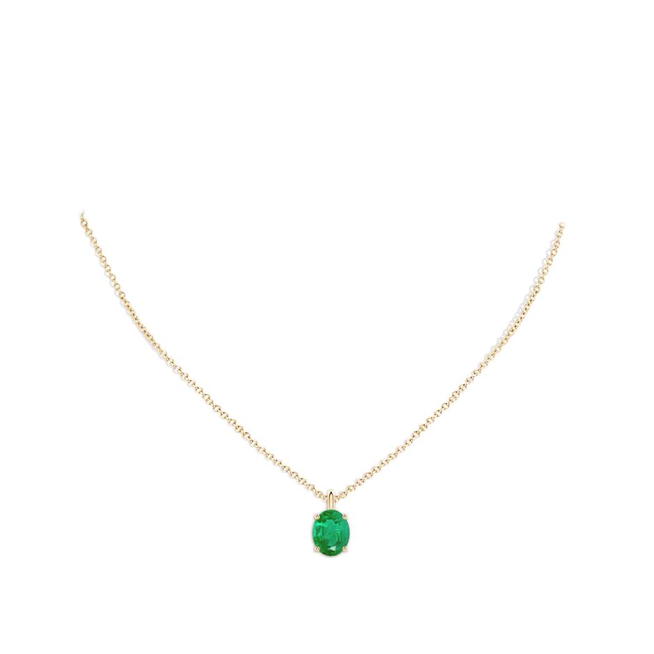 10x8mm AA Solitaire Oval Emerald Classic Pendant in Yellow Gold pen