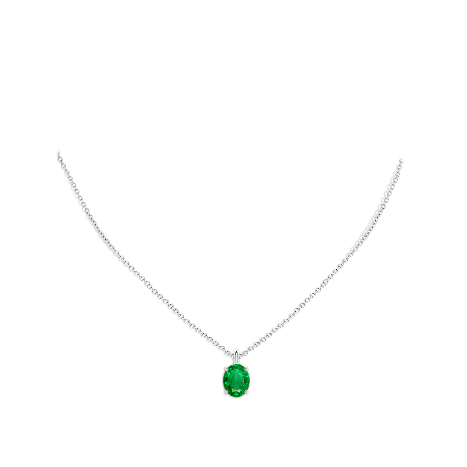 10x8mm AAA Solitaire Oval Emerald Classic Pendant in White Gold pen