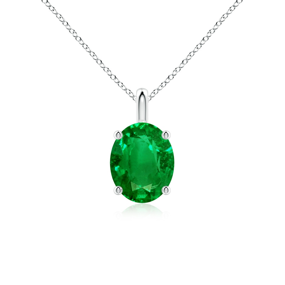 10x8mm AAAA Solitaire Oval Emerald Classic Pendant in P950 Platinum 