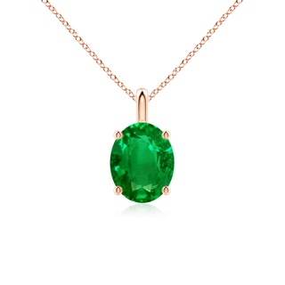 10x8mm AAAA Solitaire Oval Emerald Classic Pendant in Rose Gold