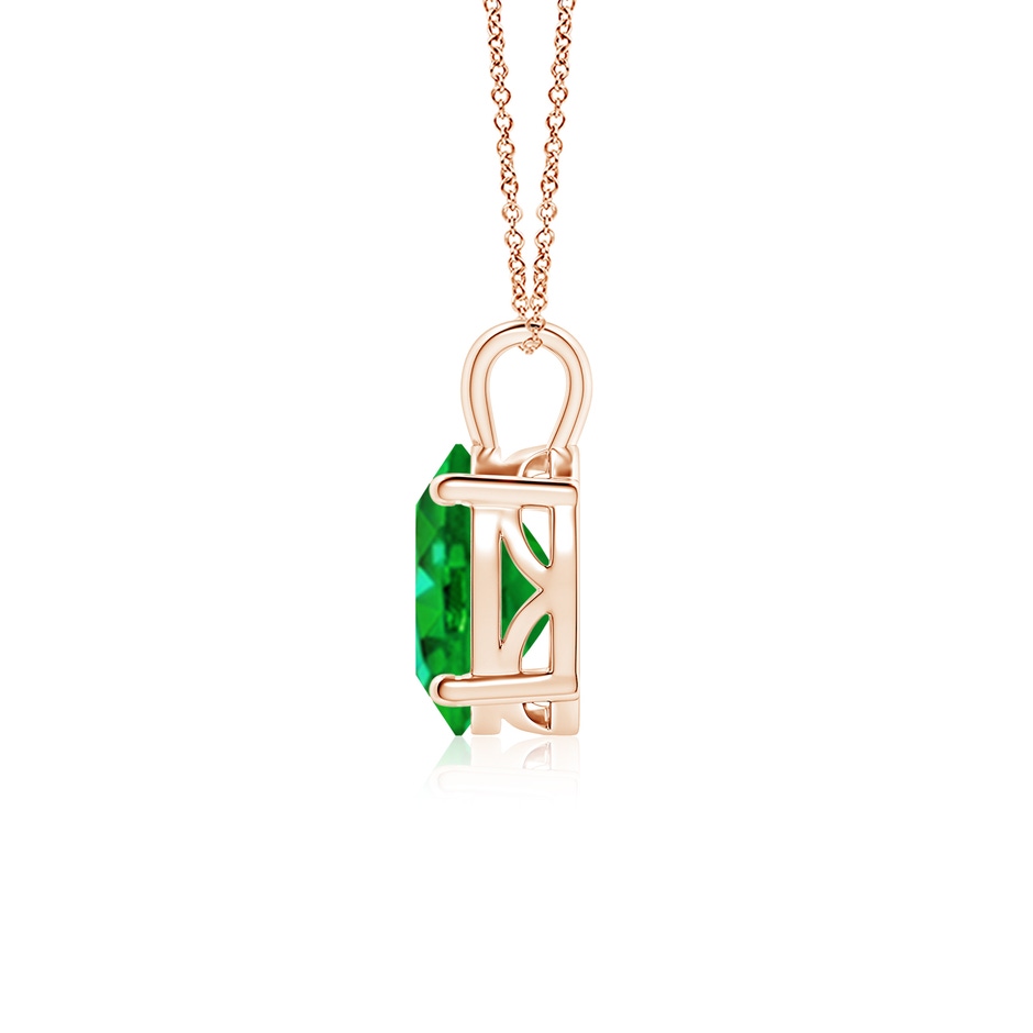 10x8mm AAAA Solitaire Oval Emerald Classic Pendant in Rose Gold side 199