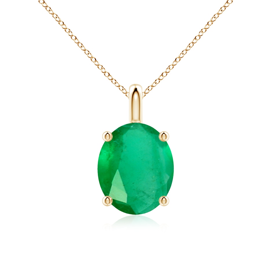 12x10mm A Solitaire Oval Emerald Classic Pendant in Yellow Gold 