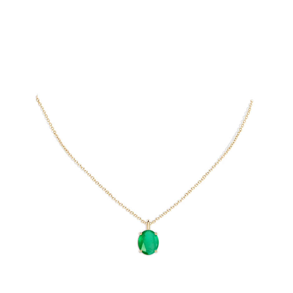 12x10mm A Solitaire Oval Emerald Classic Pendant in Yellow Gold pen