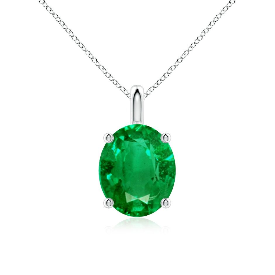 12x10mm AAA Solitaire Oval Emerald Classic Pendant in P950 Platinum 