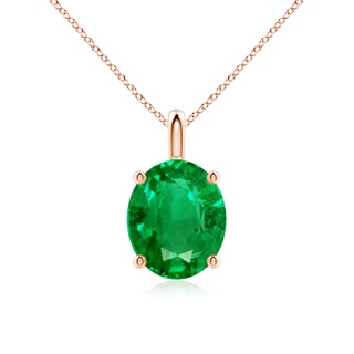 12x10mm AAA Solitaire Oval Emerald Classic Pendant in Rose Gold