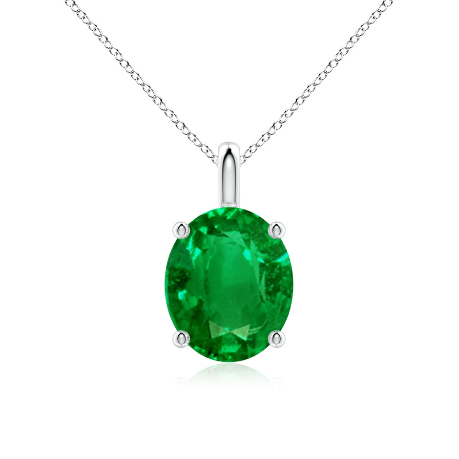 12x10mm AAAA Solitaire Oval Emerald Classic Pendant in P950 Platinum 