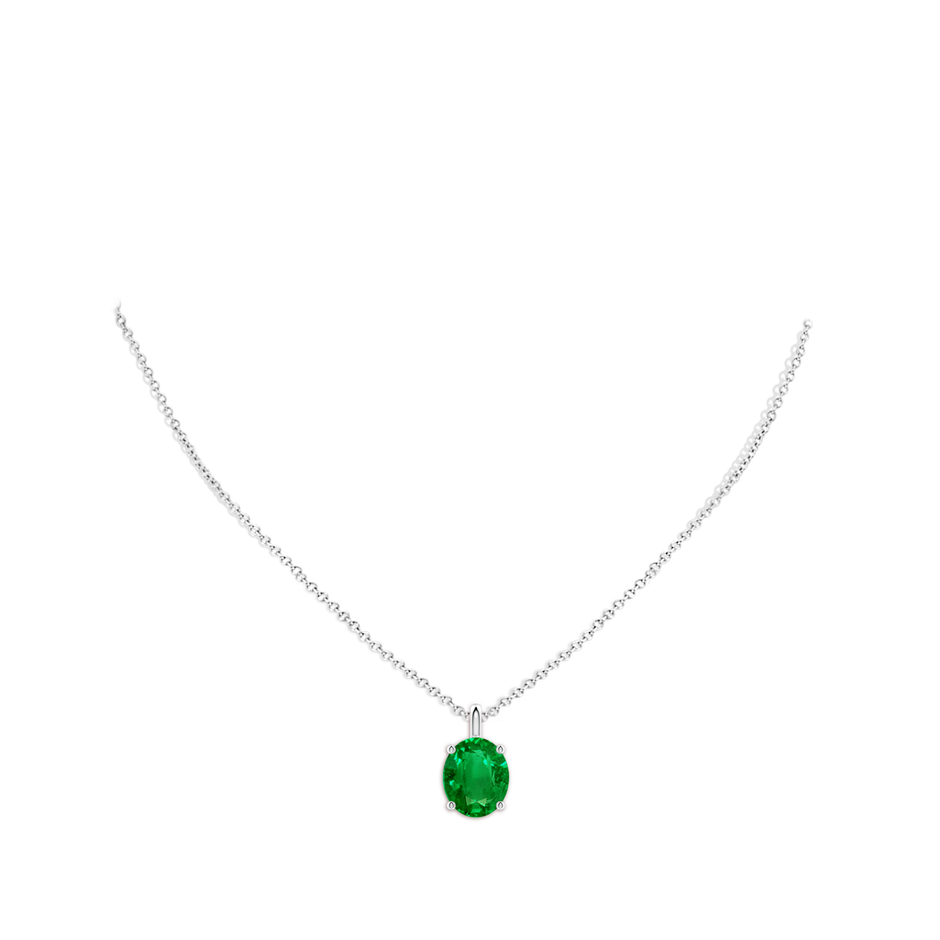 12x10mm AAAA Solitaire Oval Emerald Classic Pendant in P950 Platinum pen