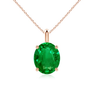 12x10mm AAAA Solitaire Oval Emerald Classic Pendant in Rose Gold