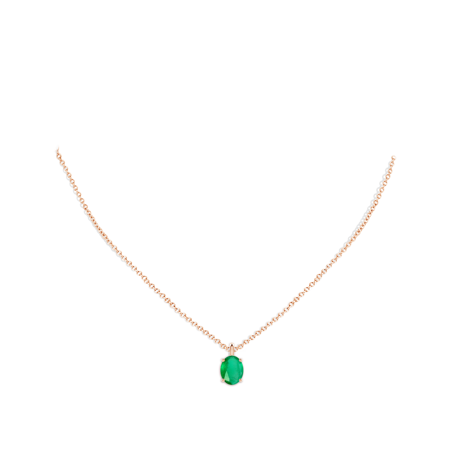 9x7mm A Solitaire Oval Emerald Classic Pendant in Rose Gold pen