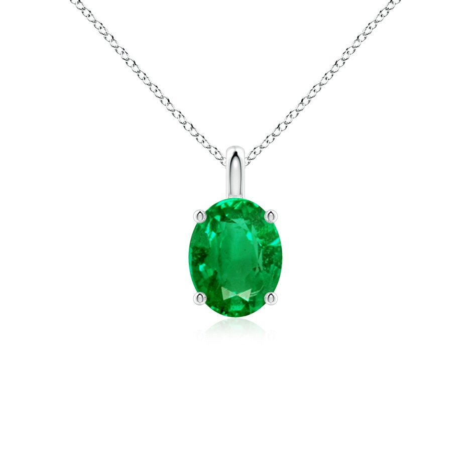 9x7mm AAA Solitaire Oval Emerald Classic Pendant in White Gold 