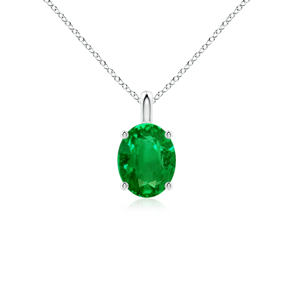 9x7mm AAAA Solitaire Oval Emerald Classic Pendant in P950 Platinum 