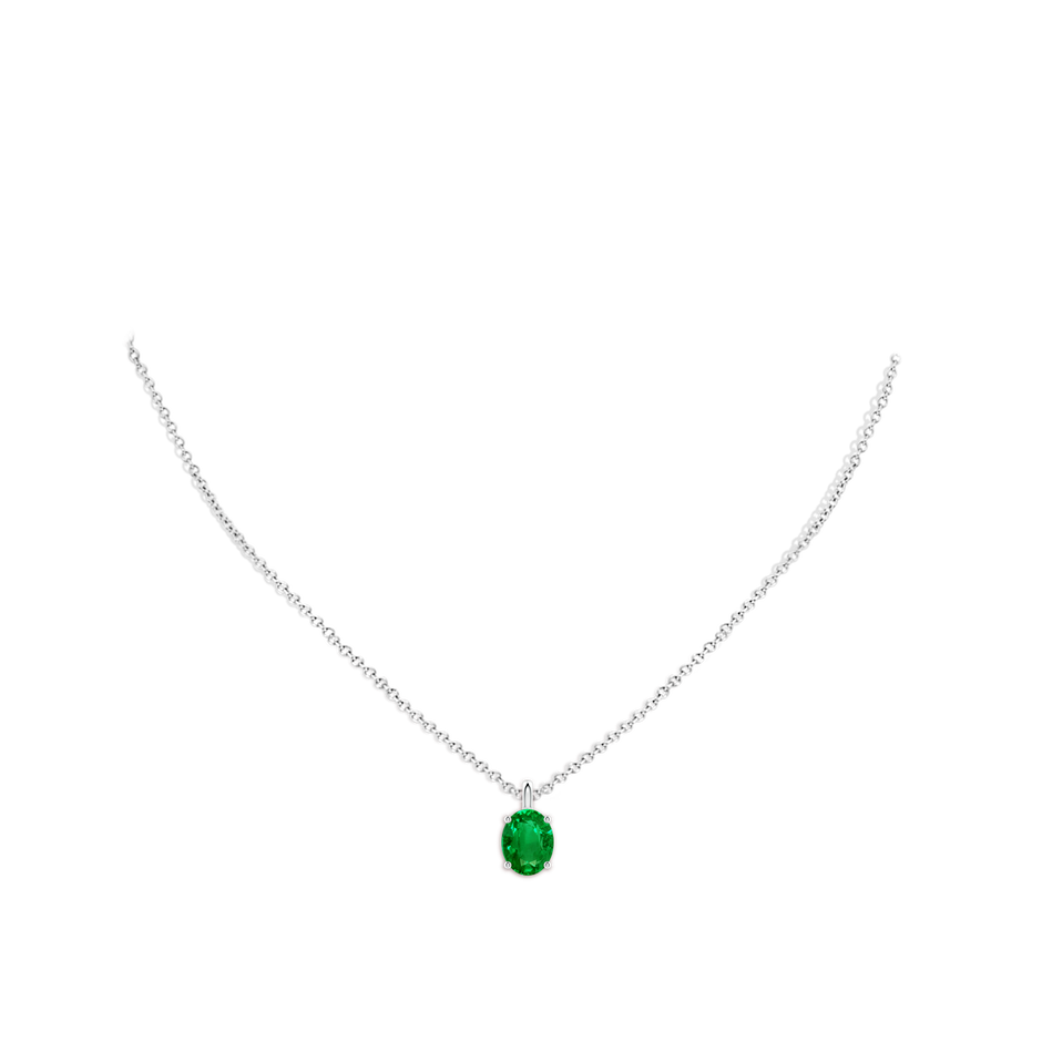 9x7mm AAAA Solitaire Oval Emerald Classic Pendant in P950 Platinum pen