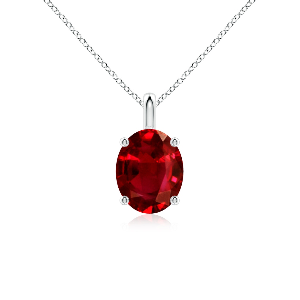 10x8mm AAAA Solitaire Oval Ruby Classic Pendant in P950 Platinum