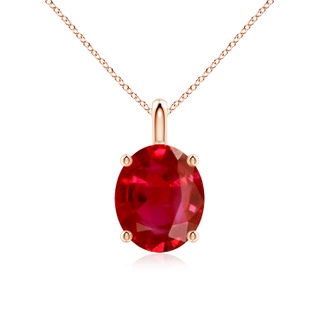 12x10mm AAA Solitaire Oval Ruby Classic Pendant in Rose Gold