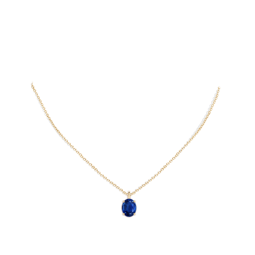 10x8mm AAA Solitaire Oval Blue Sapphire Classic Pendant in Yellow Gold pen