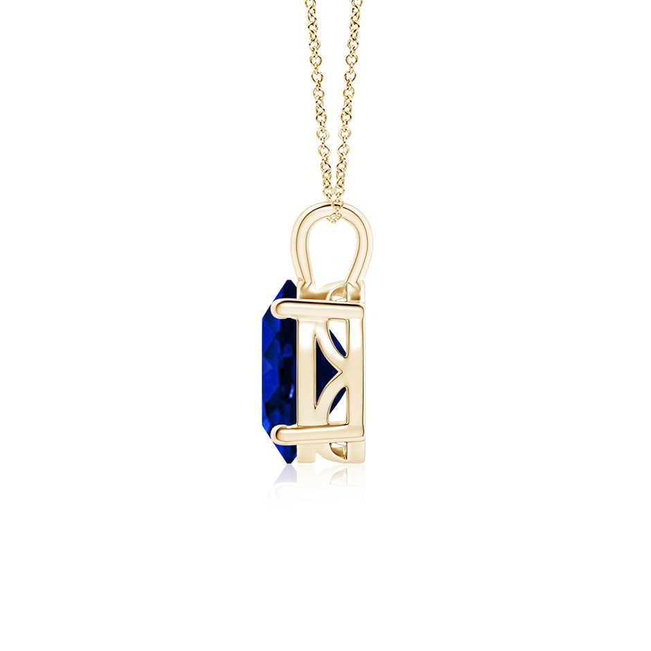 10x8mm Lab-Grown Solitaire Oval Blue Sapphire Classic Pendant in 18K Yellow Gold side 199
