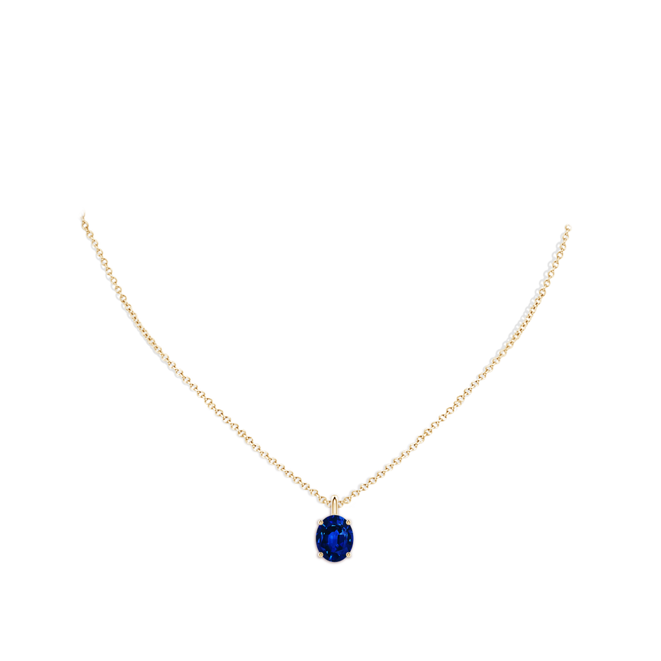 10x8mm Lab-Grown Solitaire Oval Blue Sapphire Classic Pendant in 18K Yellow Gold pen
