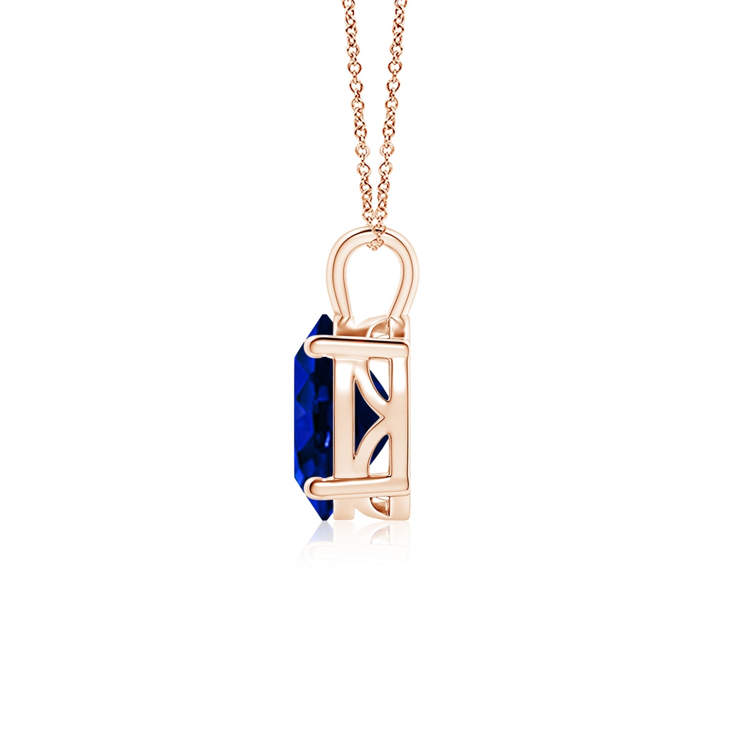 10x8mm Lab-Grown Solitaire Oval Blue Sapphire Classic Pendant in Rose Gold - side 199
