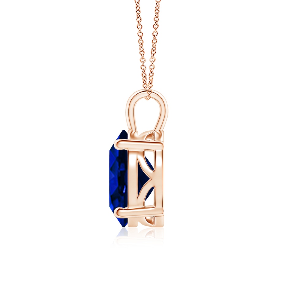 12x10mm Lab-Grown Solitaire Oval Blue Sapphire Classic Pendant in 18K Rose Gold side 199