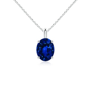 9x7mm Lab-Grown Solitaire Oval Blue Sapphire Classic Pendant in P950 Platinum