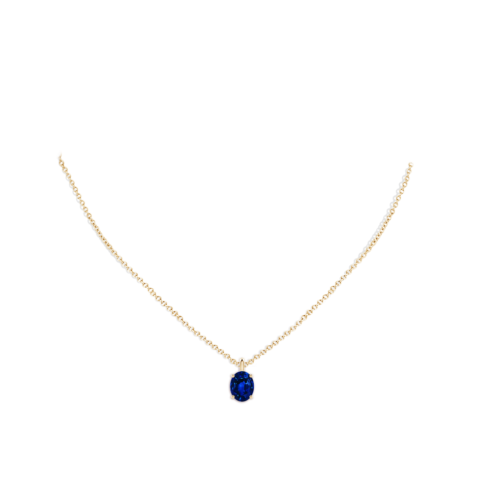 9x7mm Lab-Grown Solitaire Oval Blue Sapphire Classic Pendant in Yellow Gold pen